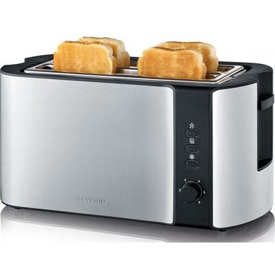 Severin - AT2590 Toaster Langschlitz-Toaster Edelstahl-gebürstet-schwarz 1400 Watt Image