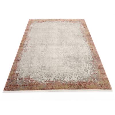 Teppich WK WOHNEN "BORDER", grau (grau, rosé), B:200cm H:8mm L:290cm, Viskose, Polyacryl, Teppiche, hochwertiger Viskoseanteil, samtweiche Oberfläche mit 3 D Effekt Image