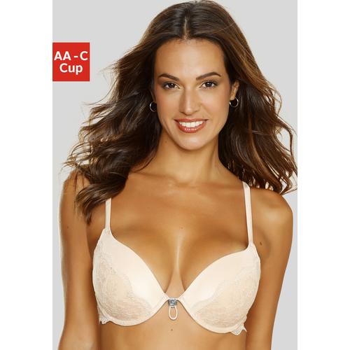 Push-up-BH LASCANA Gr. 70, Cup B, braun (toffee) Damen BHs BH Hochzeitsdessous Hochzeitswäsche Push-up-BH Spitzenwäsche Bügel-BH Schalen-BH Spitzen-BH Dirndl-BH Trachtenwäsche mit verstellbarer vorderer Mitte, Dessous