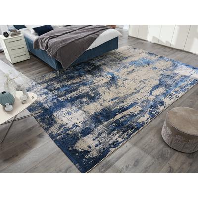 Teppich MUSTERRING "WAVE ARTE", grau (grau, blau), B:140cm H:9mm L:200cm, Polypropylen, Teppiche, exlcusive MUSTERRING DELUXE COLLECTION kuscheliges Microfaser Garn Image