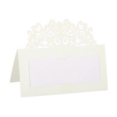 Table Name Place Cards,25Pcs Hollow Lace Cut Design Seat Blank Card, Beige