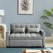 Velvet Padded Seat Sofa Convertible Futon Loveseat Sleeper Sofa Adjustable Backrest Couch Bed with Metal Legs and 2 Pillows