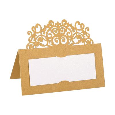 Table Name Place Cards,25Pcs Hollow Lace Cut Design Seat Blank Card, Gold Tone - Gold Tone