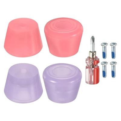 Roller Skate Toe Stops with Screwdriver Brake Stoppers Block Pink Purple 2 Pair - Pink, Purple