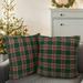 Set of 2 Christmas Plaid Throw Pillow Covers 18 x 18 inches