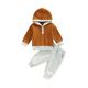 Sunisery Toddler Baby Boys Pants Sets Patchwork Button Long Sleeve Hooded Sweatshirt + Solid Pants Tracksuits Caramel 2-3 Years