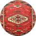 Ahgly Company Indoor Round Traditional Orange Salmon Pink Persian Area Rugs 3 Round