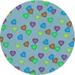 Ahgly Company Machine Washable Indoor Round Transitional Medium Turquoise Green Area Rugs 5 Round