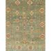 Ahgly Company Machine Washable Indoor Rectangle Abstract Fall Leaf Brown Green Area Rugs 7 x 9