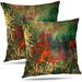 Queen s designer Pillowcover 18 x 18 inch Set of 2 Art Abstract Grunge Old Gold Orange and Green Colors with Decorative Pillows Case Throw Pillow Cover Decorative Home Decor Old Gold Orange