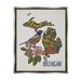 Stupell Industries Detailed Michigan State Robin Bird & Flower Patterns Graphic Art Luster Gray Floating Framed Canvas Print Wall Art Design by Valentina Harper