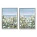 Stupell Industries Beachside Wild Flowers Blooming Distant Ocean Scene Painting Gray Framed Art Print Wall Art Set of 2 Design by Sally Swatland