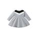 Binwwede Baby Girl A-Line Dress Contrast Color Long Sleeve Round Neck Spring Autumn Casual Dress