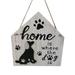 jiaroswwei Wood Sign Cartoon Reusable Boxwood Eye-catching Dog Cat House Hanging Sign Garden Decoration