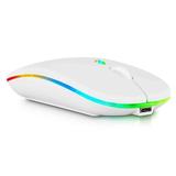 2.4GHz & Bluetooth Mouse Rechargeable Wireless Mouse for Lenovo A8 2020 Bluetooth Wireless Mouse for Laptop / PC / Mac / Computer / Tablet / Android RGB LED Pure White