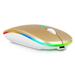 2.4GHz & Bluetooth Mouse Rechargeable Wireless Mouse for vivo X51 5G Bluetooth Wireless Mouse for Laptop / PC / Mac / Computer / Tablet / Android RGB LED Gold