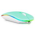 2.4GHz & Bluetooth Mouse Rechargeable Wireless Mouse for TCL 20Y Bluetooth Wireless Mouse for Laptop / PC / Mac / Computer / Tablet / Android RGB LED Teal