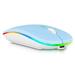 2.4GHz & Bluetooth Mouse Rechargeable Wireless Mouse for Lenovo M10 Plus Bluetooth Wireless Mouse for Laptop / PC / Mac / Computer / Tablet / Android RGB LED Sky Blue