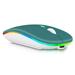 2.4GHz & Bluetooth Mouse Rechargeable Wireless Mouse for Lenovo M10 Plus Bluetooth Wireless Mouse for Laptop / PC / Mac / Computer / Tablet / Android RGB LED Deep Green