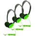 Hamilton Electronics HECHA2GRN-3 Personl Stereo Headphone Green - Pack of 3