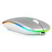 2.4GHz & Bluetooth Mouse Rechargeable Wireless Mouse for Nokia T20 Bluetooth Wireless Mouse for Laptop / PC / Mac / Computer / Tablet / Android RGB LED Silver