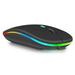 2.4GHz & Bluetooth Mouse Rechargeable Wireless Mouse for Pad 6 Bluetooth Wireless Mouse for Laptop / PC / Mac / Computer / Tablet / Android RGB LED Onyx Black