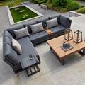 Kettler USA Nevada Corner Set Wood/Metal in Brown/Gray | Outdoor Furniture | Wayfair 1489-205K1CS