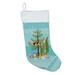 The Holiday Aisle® Clown Loach Fish Merry Christmas Stocking Polyester in Blue/Green/White | 18 H x 13.5 W in | Wayfair