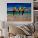 Bay Isle Home™ Blue Gold Macaws At Beach - Traditional Wood Wall Art Panels - Natural Pine Wood in Blue/Brown/Green | 8 H x 12 W x 1 D in | Wayfair