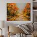 Millwood Pines Path In Autumn Forest - Traditional Wood Wall Art Panels - Natural Pine Wood in Blue/Brown/Green | 8 H x 12 W x 1 D in | Wayfair
