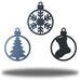 The Holiday Aisle® Coastal Christmas Ornament Bundle Winter Hanging Art Décor 3 Piece Metal in Black | 3.5 H x 3.5 W x 0.01 D in | Wayfair