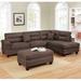 Black/Brown Sectional - Latitude Run® 104" Wide Reversible Sofa & Chaise w/ Ottoman Linen | 35 H x 104 W x 35 D in | Wayfair