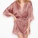 Victoria's Secret Intimates & Sleepwear | New Victoria's Secret Silky Satin Lace Kimono Robe | Color: Brown/Pink | Size: Xs/S