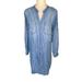 Anthropologie Dresses | Cloth & Stone Anthro Faded Blue & White Fringe Tencel Denim Shirt Dress - S | Color: Blue/White | Size: S