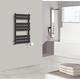 NRG Pre-Filled Electric Heated Towel Rail Radiator Bathroom Manual Warmer Ladder Rad Wall Mounted 800x450mm Black 500W