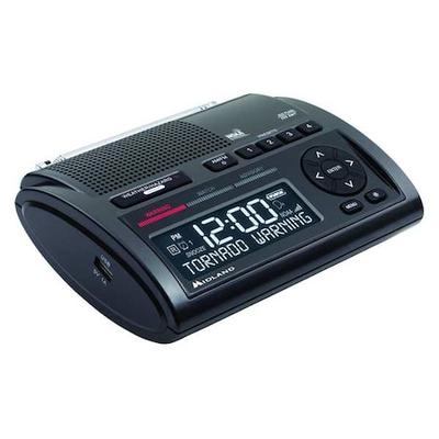 MIDLAND RADIO WR400 Weather Radio,Black,Channels AM/FM, NOA