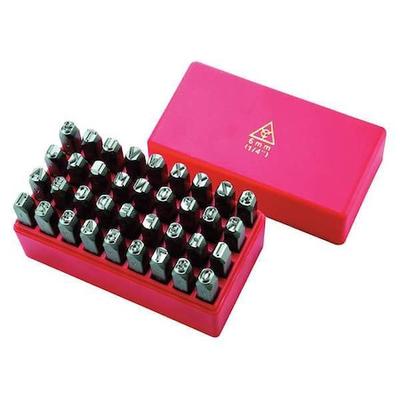 ZORO SELECT 1F117 Letter and Number Set,1/4 In. H,Steel