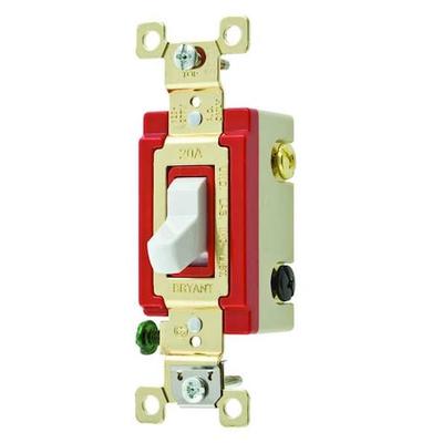 BRYANT 4904BW Wall Switch,White,4-Way Switch,1 to 2 HP