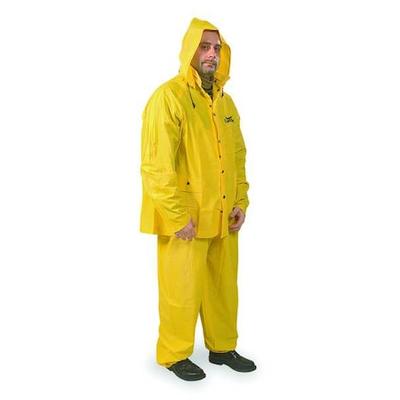 CONDOR 3AK84 3 Piece Rainsuit w/Detach Hood,Yellow,XL