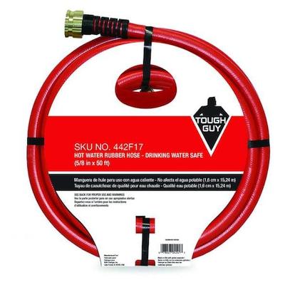 ZORO SELECT 442F17 50 ft L Hot Water Hose, 5/8 in Inside Dia, Coupled Assembly,