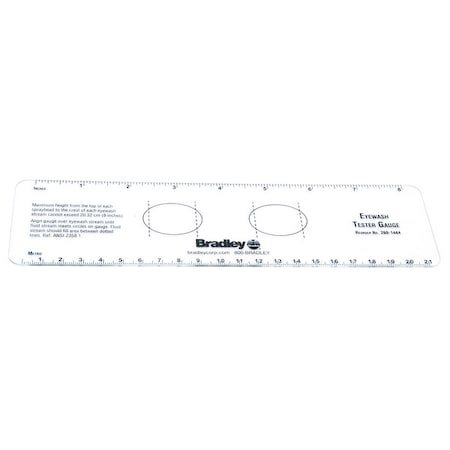 BRADLEY 269-1444GR Eyewash Tester Gauge, Plastic, Clear, For Use With, Eyewash,