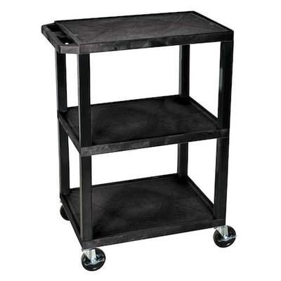 ZORO SELECT WT34S Utility Cart with Lipped Plastic Shelves, Thermoplastic