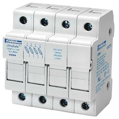 MERSEN USM4 Finger Safe Fuse Block, 4 Poles, 0 to 30A Amp Range, 800V AC/1000V