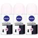 Nivea Invisible Black & White Womens Roll-on Antiperspirant & Deodorant. 48-hour Protection Against Underarm Wetness. (Pack Of 3 Bottles 1.7oz / 50ml Each Bottle)