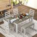 6-Piece Rustic Style Dining Room Furniture Set Dining Table Set with 4 Upholstered Chairs and 1 Bench for Family Furniture