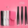 AURORA TRADE 3Pcs Point Slant Flat Stainless Steel Eyebrow Tweezers Hair Removal Clips Set