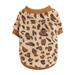 Xmarks Pet Outfits Leopard Print Plush Sweatshirt Cats Dogs Shirt Warm Pet Clothes Brown 2XL