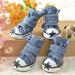 4pcs/set Autumn Winter Outdoor warm Pet Dog Denim Shoes puppy Canvas Shoes Small Dogs Cats Sport Casual Anti-slip Boots
