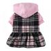 Winter Hoodie Dress Dog Warm Comfortable Classic Lattice Skirt for Small Medium Dog Cats