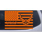 US American Flag Air Force USAF Car or Truck Window Laptop Decal Sticker Orange 4in X 6.3in